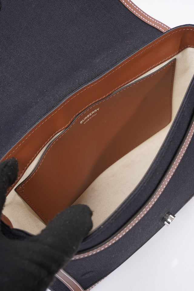 Burberry Horseferry Note Crossbody Black / Brown Cotton Medium