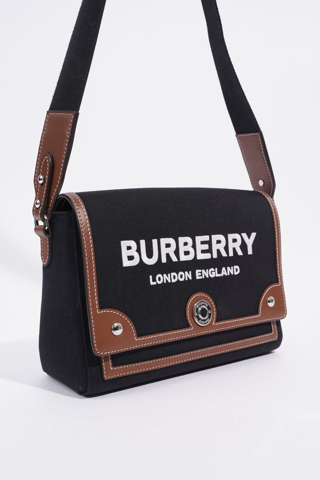 Burberry Horseferry Note Crossbody Black / Brown Cotton Medium