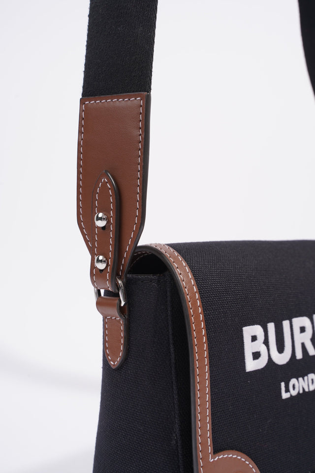 Burberry Horseferry Note Crossbody Black / Brown Cotton Medium