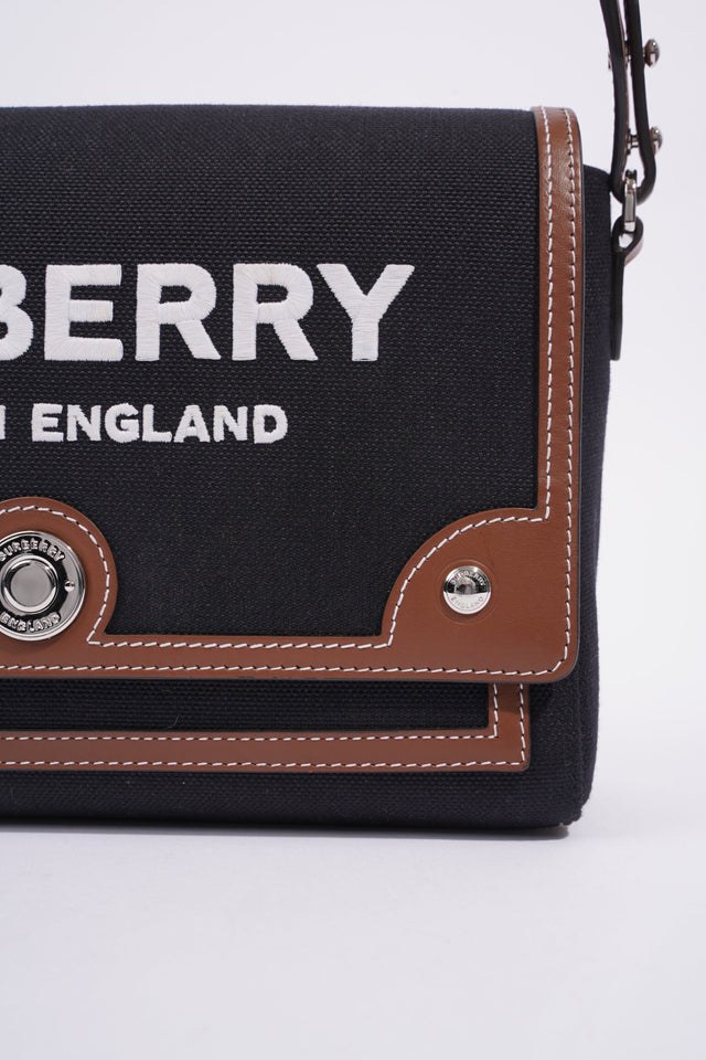 Burberry Horseferry Note Crossbody Black / Brown Cotton Medium