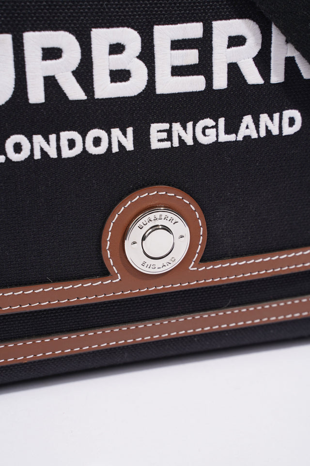 Burberry Horseferry Note Crossbody Black / Brown Cotton Medium