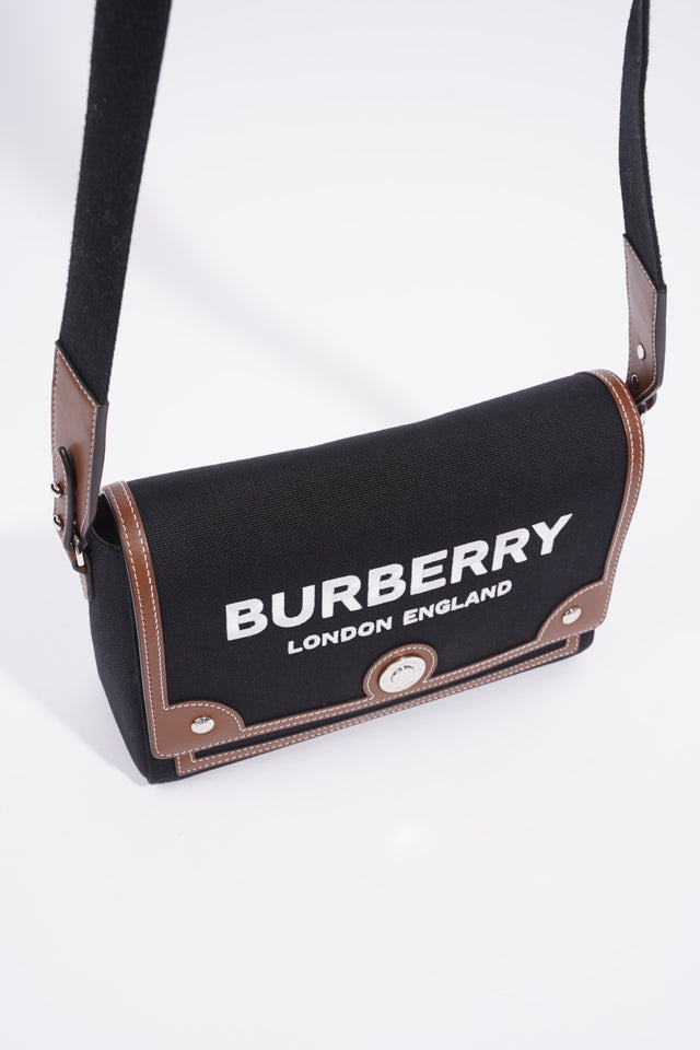 Burberry Horseferry Note Crossbody Black / Brown Cotton Medium