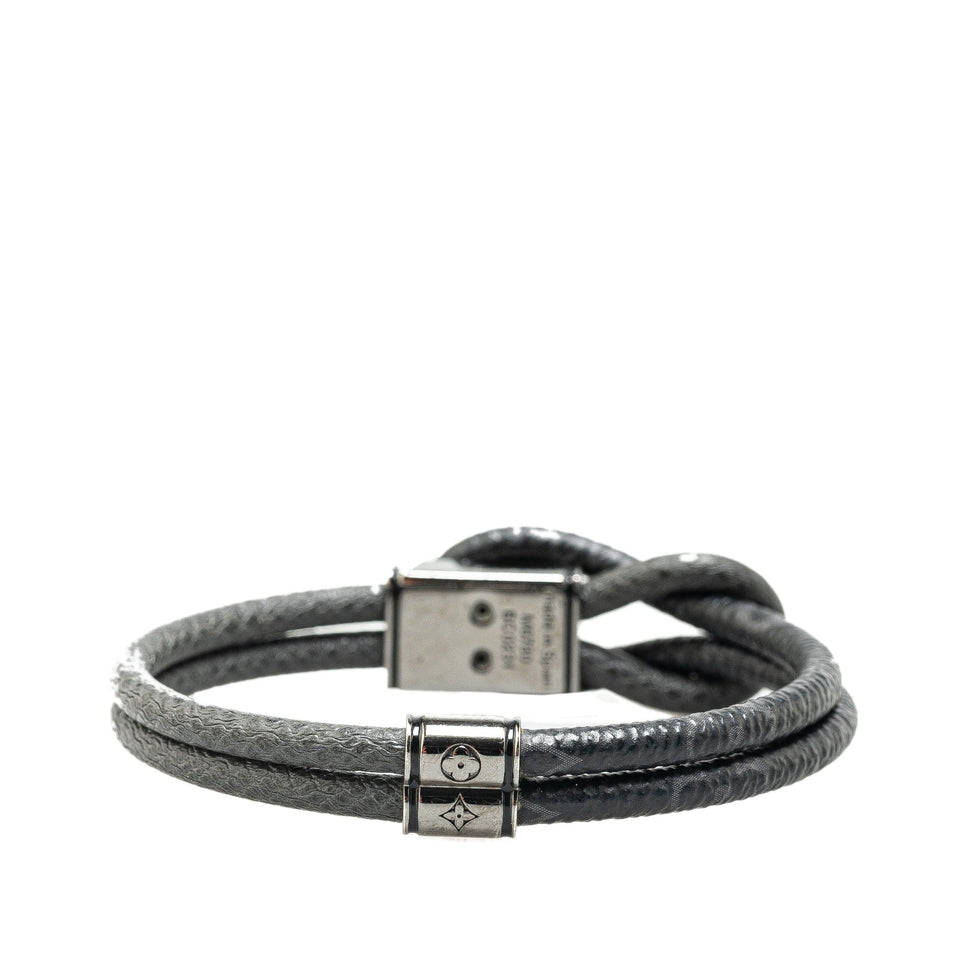 Black Louis Vuitton Monogram Eclipse Taiga Brass Loop It Bracelet