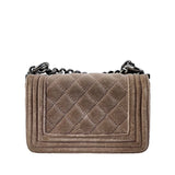 Chanel Boy Mini Brown Velvet Ruthenium