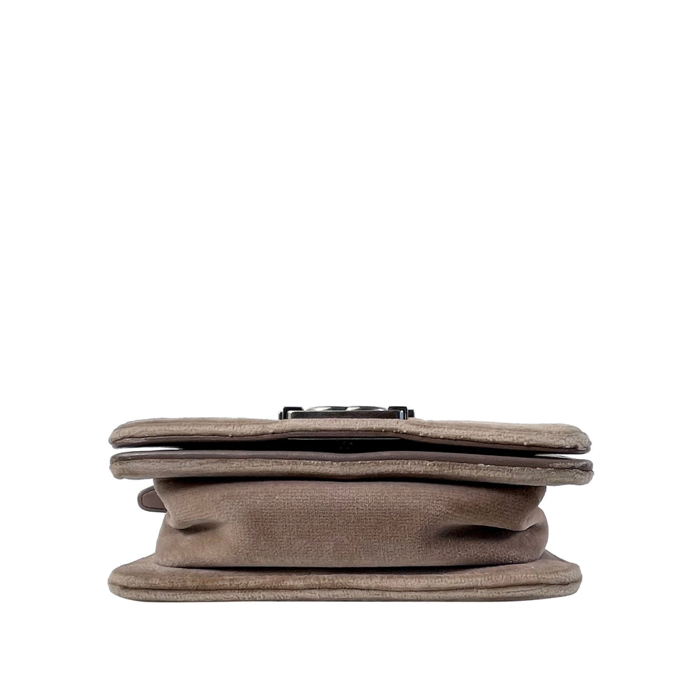 Chanel Boy Mini Brown Velvet Ruthenium