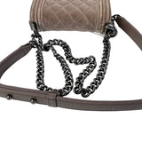 Chanel Boy Mini Brown Velvet Ruthenium