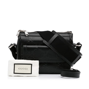 Gucci GG Crossbody Bag Black Embossed Leather