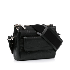Gucci GG Crossbody Bag Black Embossed Leather