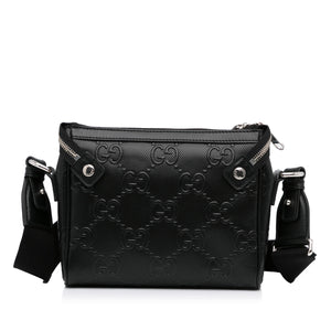Gucci GG Crossbody Bag Black Embossed Leather