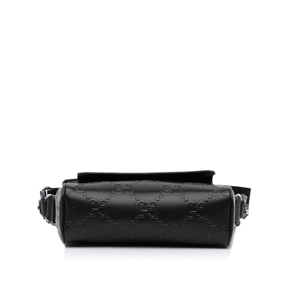 Gucci GG Crossbody Bag Black Embossed Leather