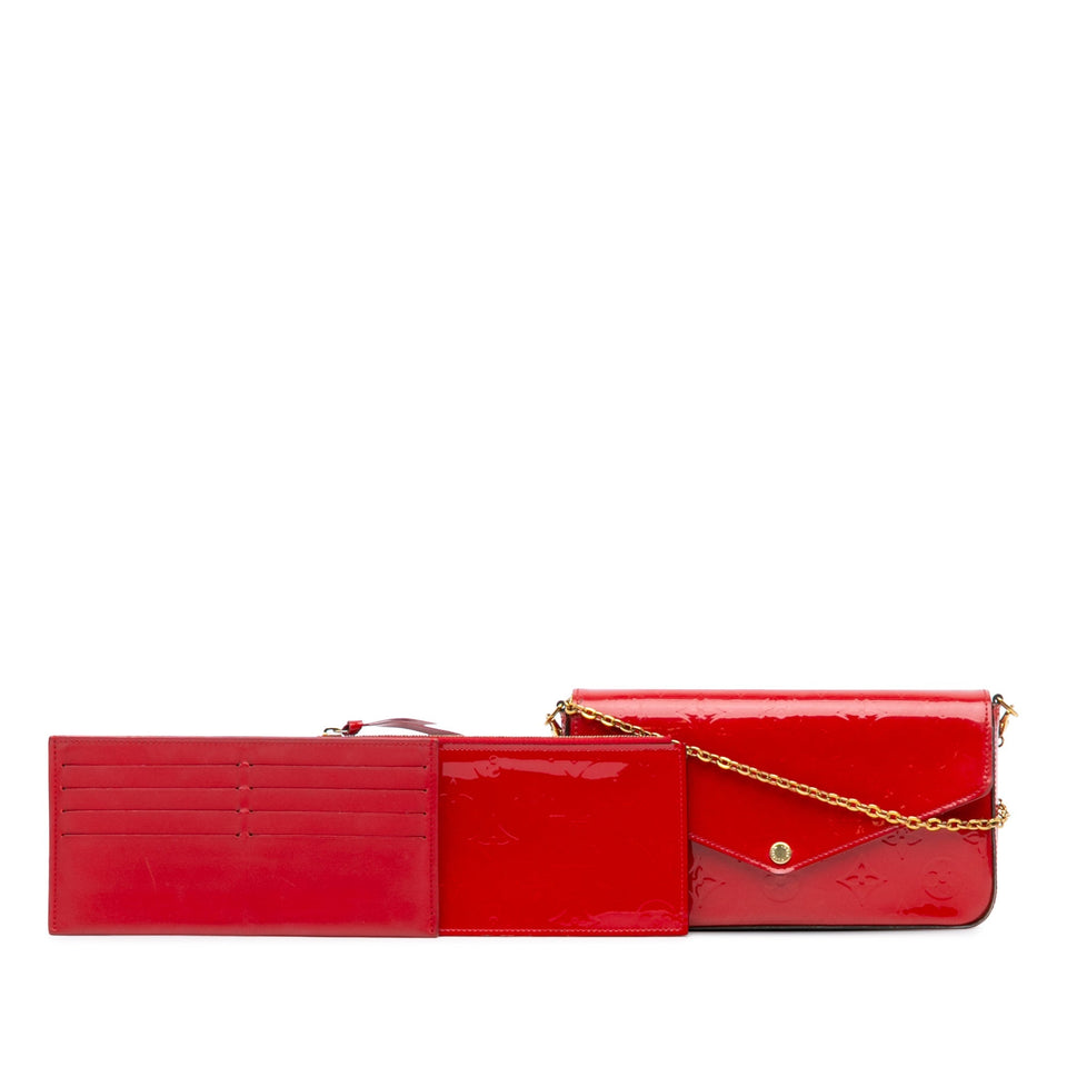 Red Louis Vuitton Monogram Vernis Pochette Felicie Crossbody Bag