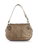 CHRISTIAN DIOR Bronze Lambskin Leather Cannage Flap Shoulder Bag