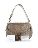 CHRISTIAN DIOR Bronze Lambskin Leather Cannage Flap Shoulder Bag