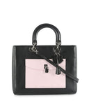 CHRISTIAN DIOR Black Leather Limited Edition Pocket Large Lady Dior Tote Bag