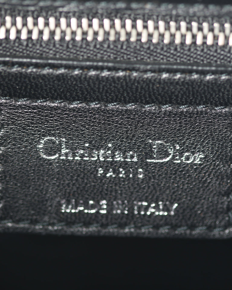 CHRISTIAN DIOR Black Leather Limited Edition Pocket Large Lady Dior Tote Bag