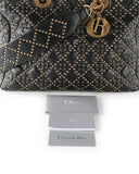CHRISTIAN DIOR Supple Black Cannage Studded Leather Lady Dior Large Bag With Long Strap