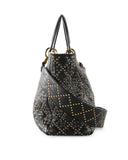 CHRISTIAN DIOR Supple Black Cannage Studded Leather Lady Dior Large Bag With Long Strap