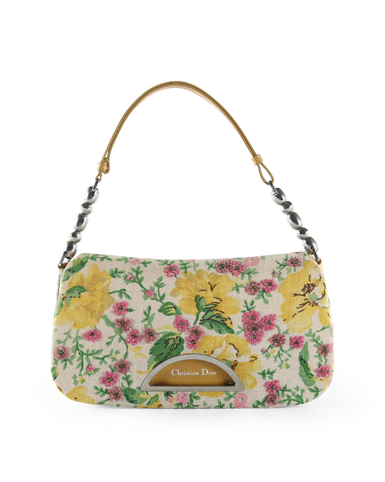 CHRISTIAN DIOR Multicolor Floral Canvas Malice Shoulder Bag