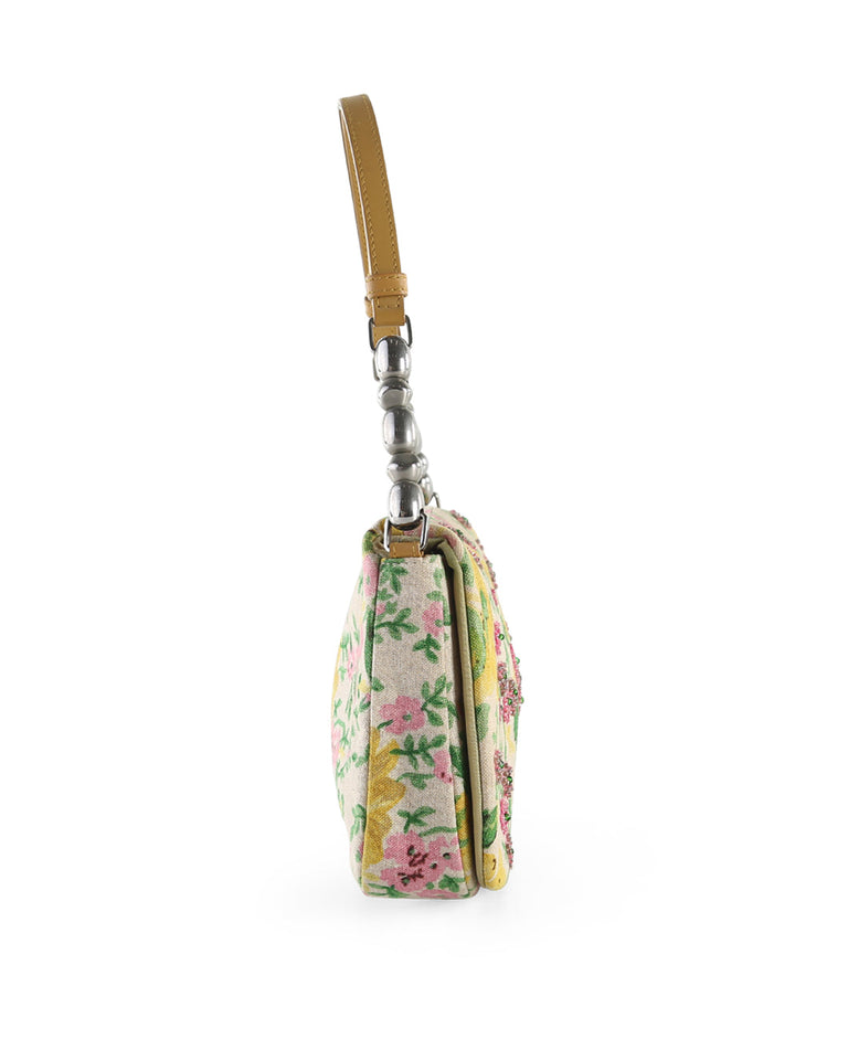 CHRISTIAN DIOR Multicolor Floral Canvas Malice Shoulder Bag