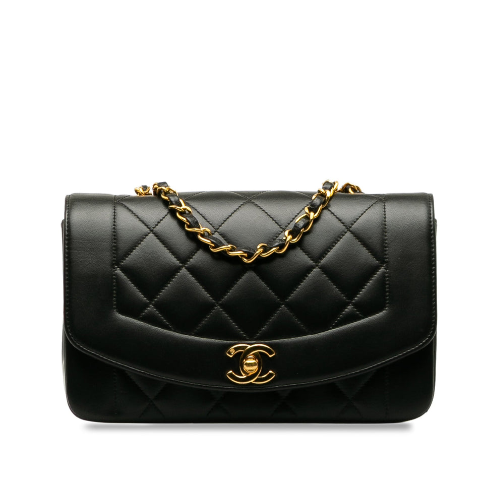 Chanel Diana Small Black Lambskin Gold