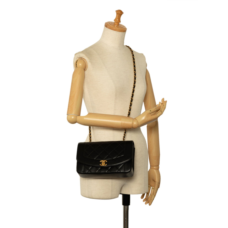 Chanel Diana Small Black Lambskin Gold