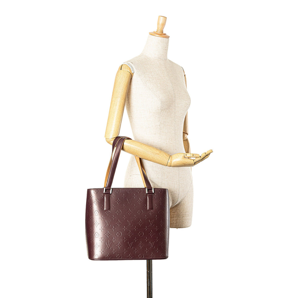 Red Louis Vuitton Monogram Mat Stockton Tote Bag