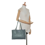 Blue Prada Glace Calf Etiquette Tote