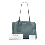 Blue Prada Glace Calf Etiquette Tote