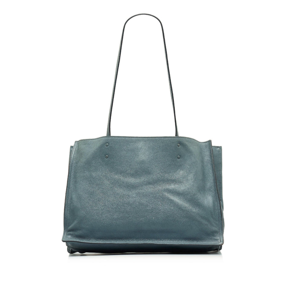 Blue Prada Glace Calf Etiquette Tote