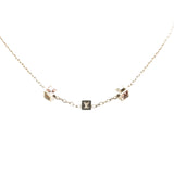 Silver Louis Vuitton Silver Plated Crystal Gamble Necklace