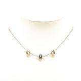 Silver Louis Vuitton Silver Plated Crystal Gamble Necklace