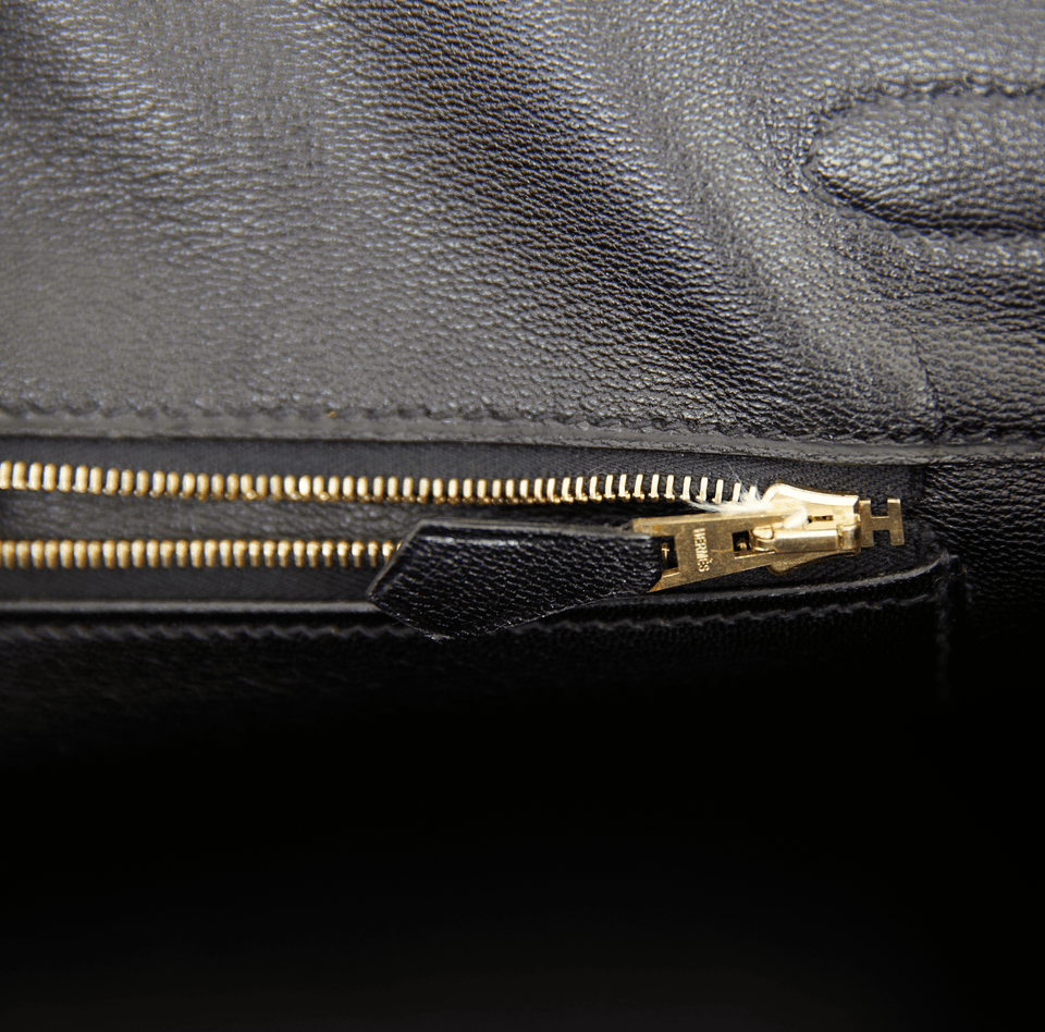 Hermes Birkin 35 Black Shiny Porosus Crocodile Gold Hardware