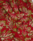 Prada Red & Gold Midi Dress with Floral & Bow Detail Size IT 40 (UK 8)