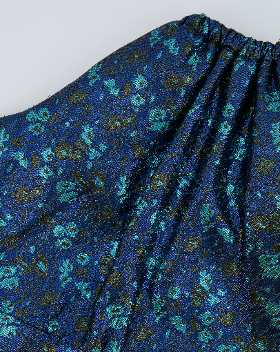 Prada Blue & Green Metallic Sleeveless Midi Dress with Floral Prints Size IT 40 (UK 8)