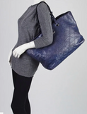 CHANEL Blue Quilted Glazed Leather On-The-Road XL Tote Bag