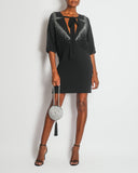 Prada Black Silk Short-Sleeve Mini Dress with Crystal Embellishments Size IT 40 (UK 8)