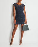 Prada Navy Short-Sleeve Crochet Mini Dress Size IT 44 (UK 12)
