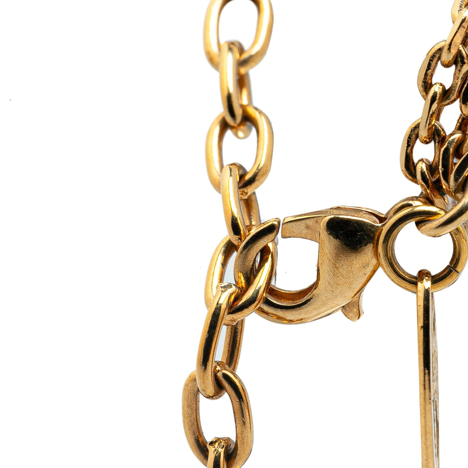 Gold Louis Vuitton Gold Plated Faux Pearl Charm Bracelet