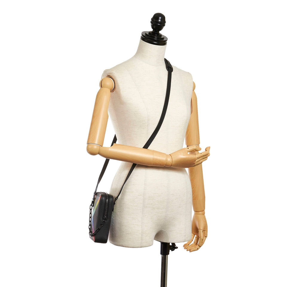 Black Louis Vuitton Taiga Rainbow Danube Crossbody Bag