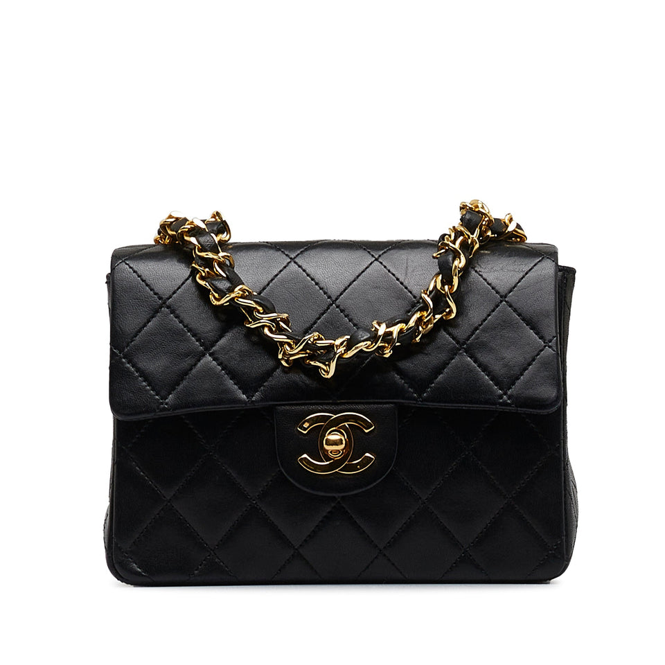 Chanel Classic Flap Mini Black Square Lambskin Gold
