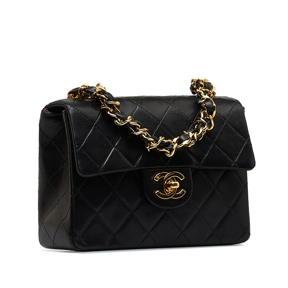 Chanel Classic Flap Mini Black Square Lambskin Gold