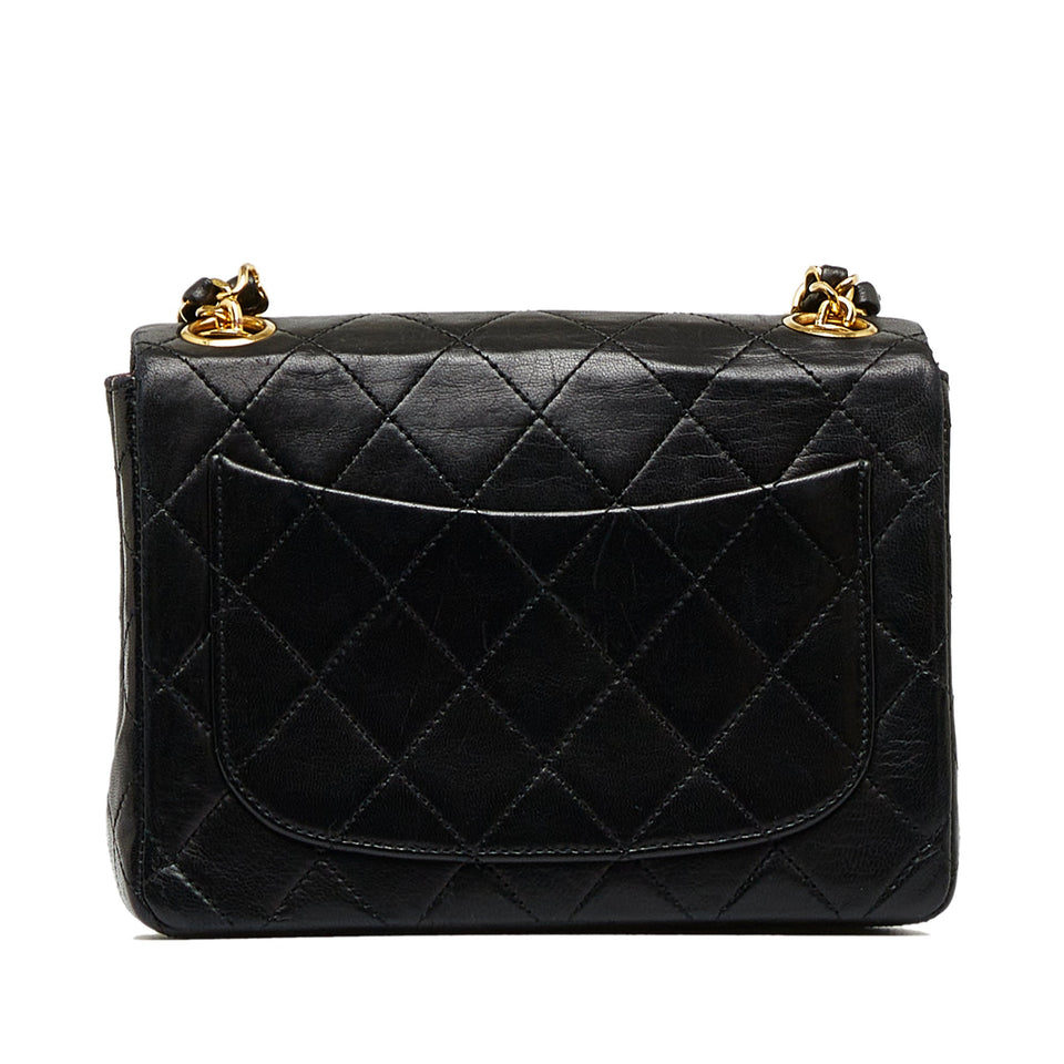 Chanel Classic Flap Mini Black Square Lambskin Gold