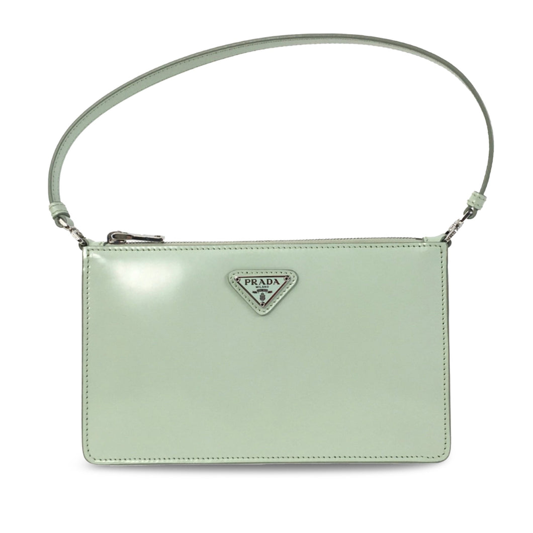 Prada Shoulder Bag Green Brushed Leather