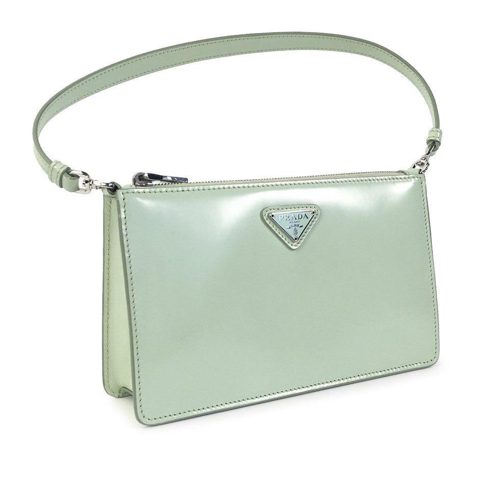 Prada Shoulder Bag Green Brushed Leather