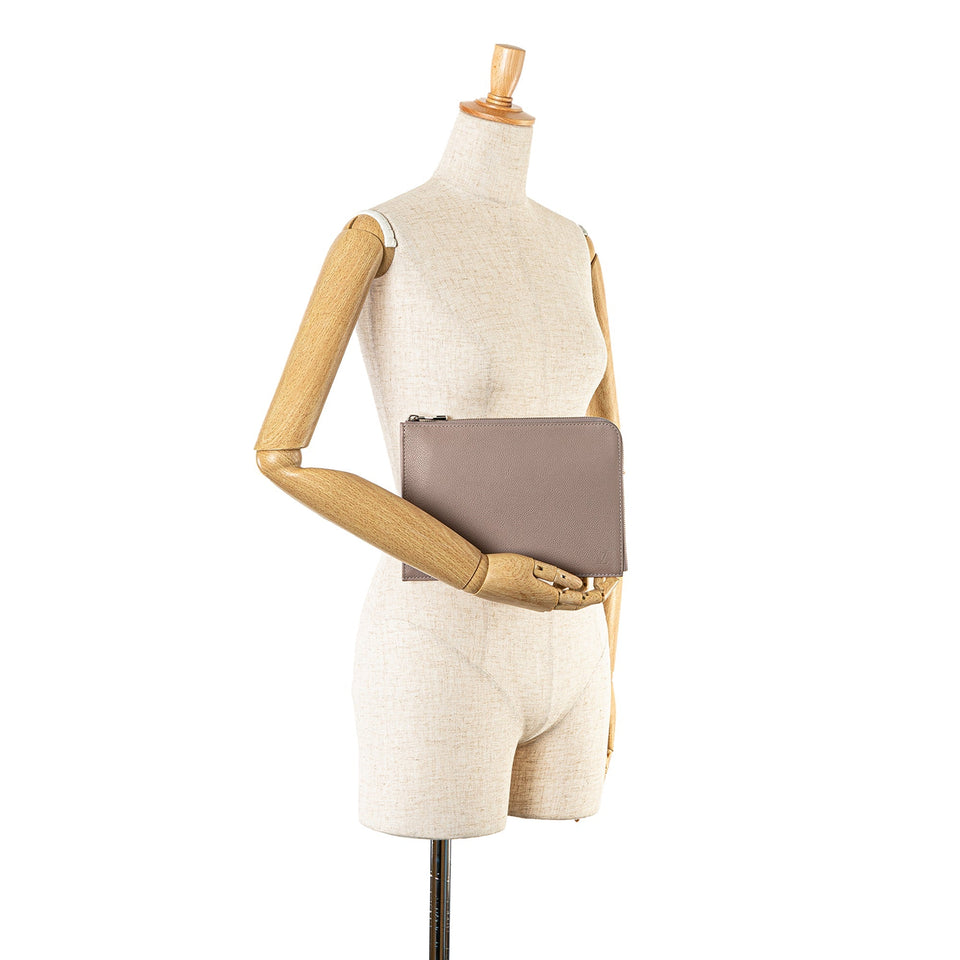 Beige Louis Vuitton Taurillon Pochette Jour PM Clutch Bag