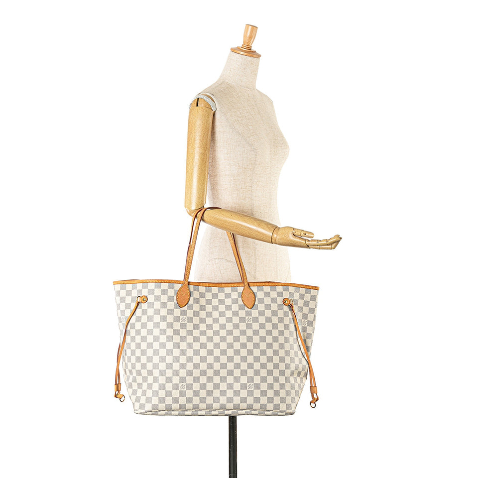 White Louis Vuitton Damier Azur Neverfull GM Tote Bag