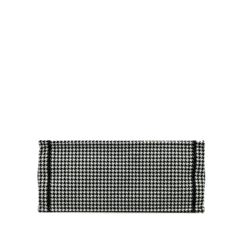 Black Dior Large Houndstooth Embroidered Book Tote