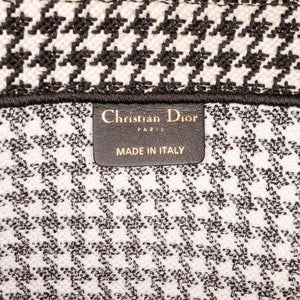 Black Dior Large Houndstooth Embroidered Book Tote