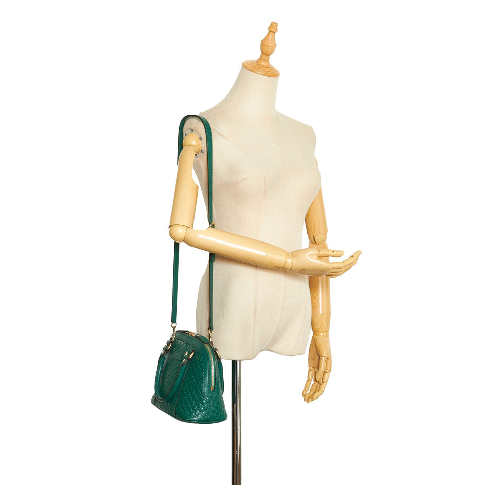 Gucci Dome Handbag Mini Teal Blue Microguccissima