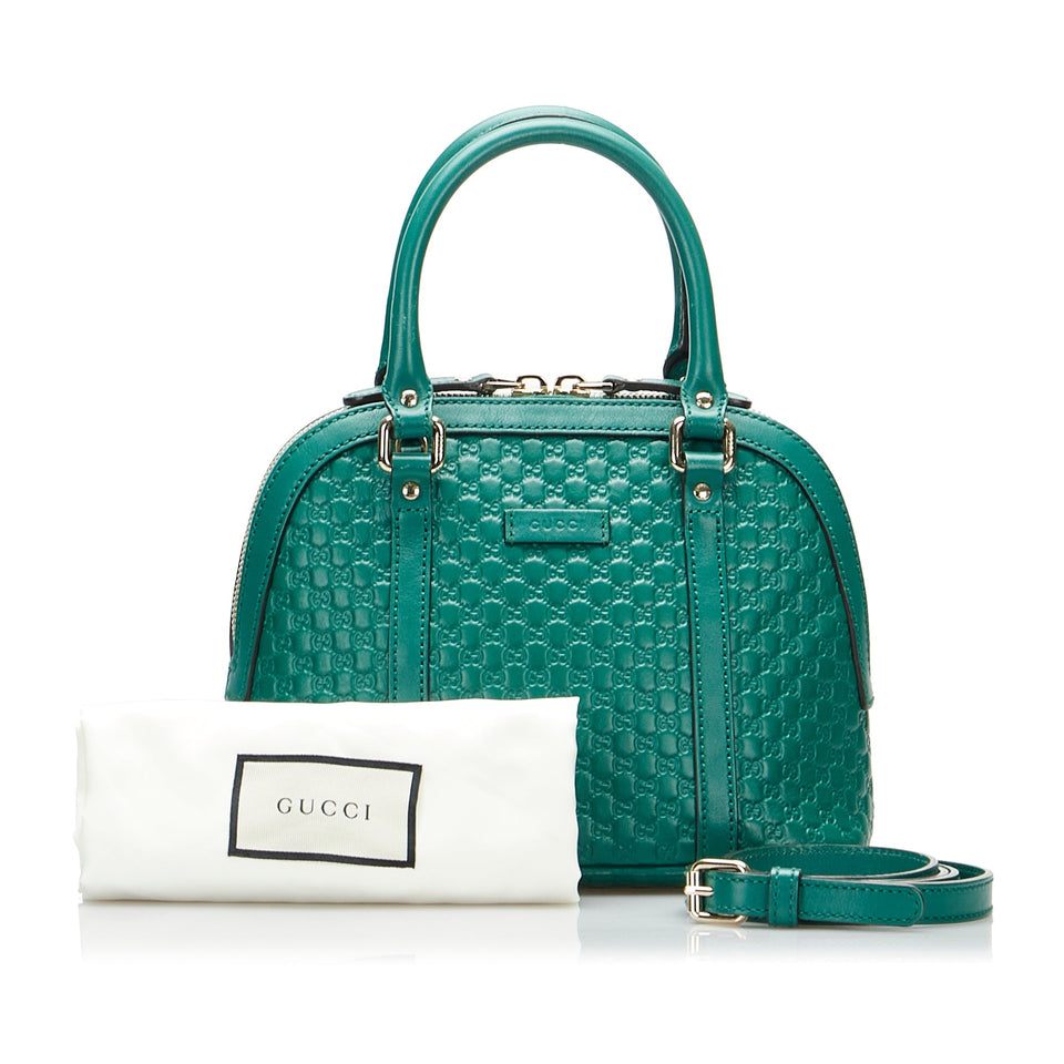 Gucci Dome Handbag Mini Teal Blue Microguccissima